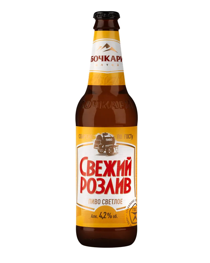 Купить Пиво Бочкари "Свежий Розлив" 11% Glass (0,44 л) оптом в Алматы