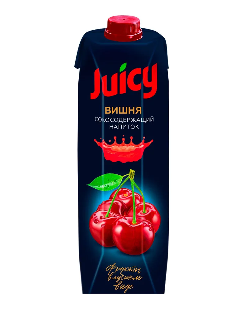 Купить Сок Juicy Вишня, tetrapaket (0,95 л) оптом в Алматы