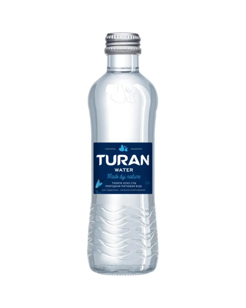 Купить Вода Turan газированный, glass (0,25 л) оптом в Алматы